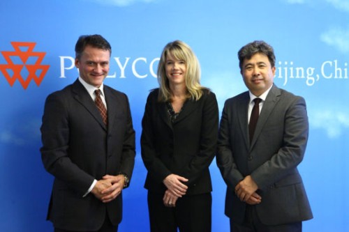 Polycom��̫�^(q��)�����ձȺ����������ޅ^(q��)����Hansjoerg Wagner (��һ)��Polycomȫ���N�ۈ�(zh��)�и�����Tracey Newell(����)��Polycom�Ї��^(q��)����(j��ng)�����(��һ)